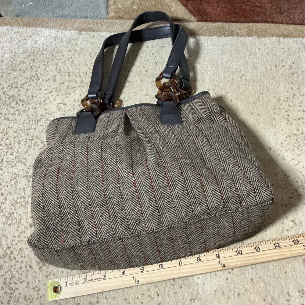 Old Navy Herringbone Bag Dark Academia Tortoise Chain‎ Link Shoulder Bag